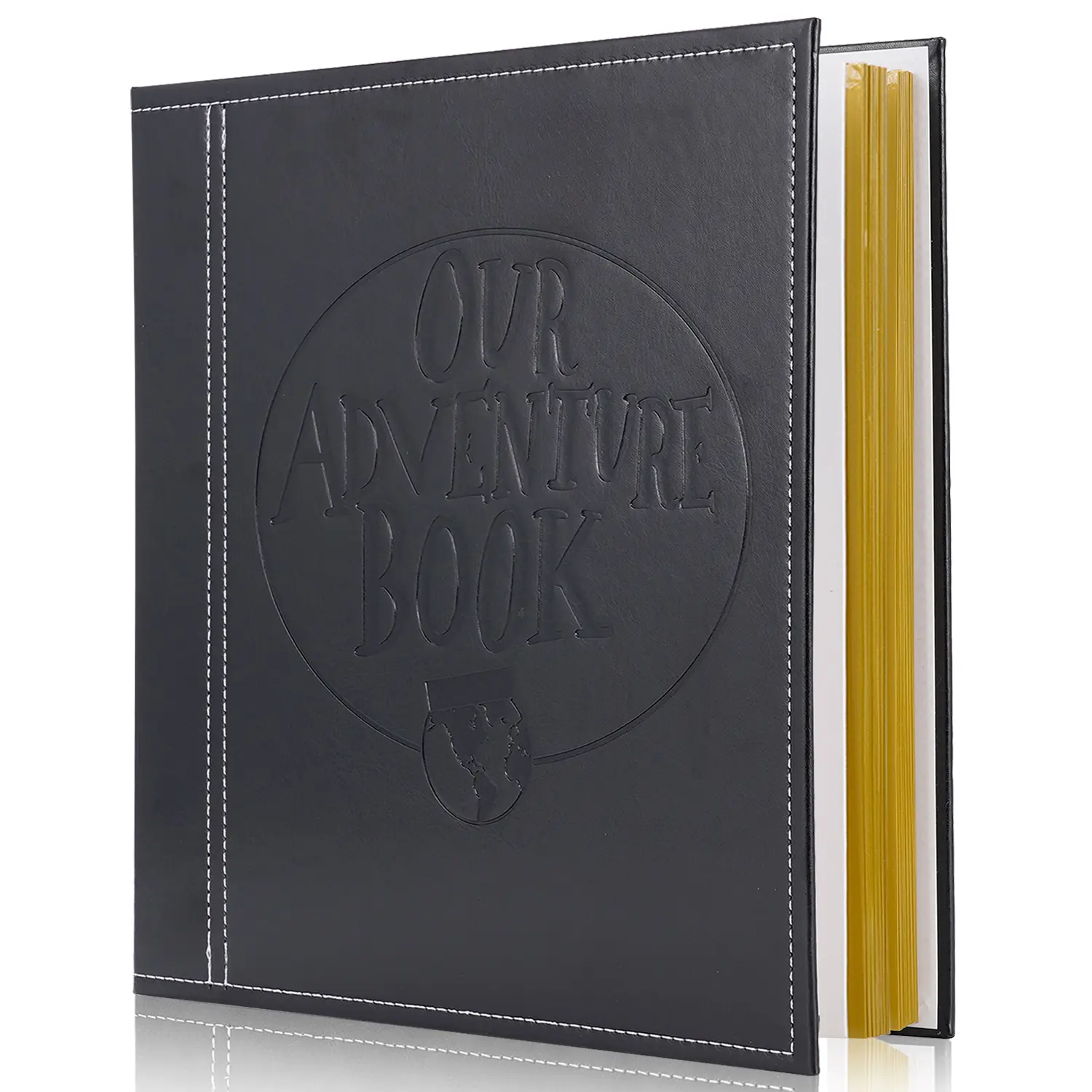 Black Self Adhesive Leather Scrapbook Album - Rope Binding, Scrapbooking Supplies for 3x5, 4x6, 6x8, 8x10 Photos, DIY Adventure Book, Memory Recording Gift for Weddings