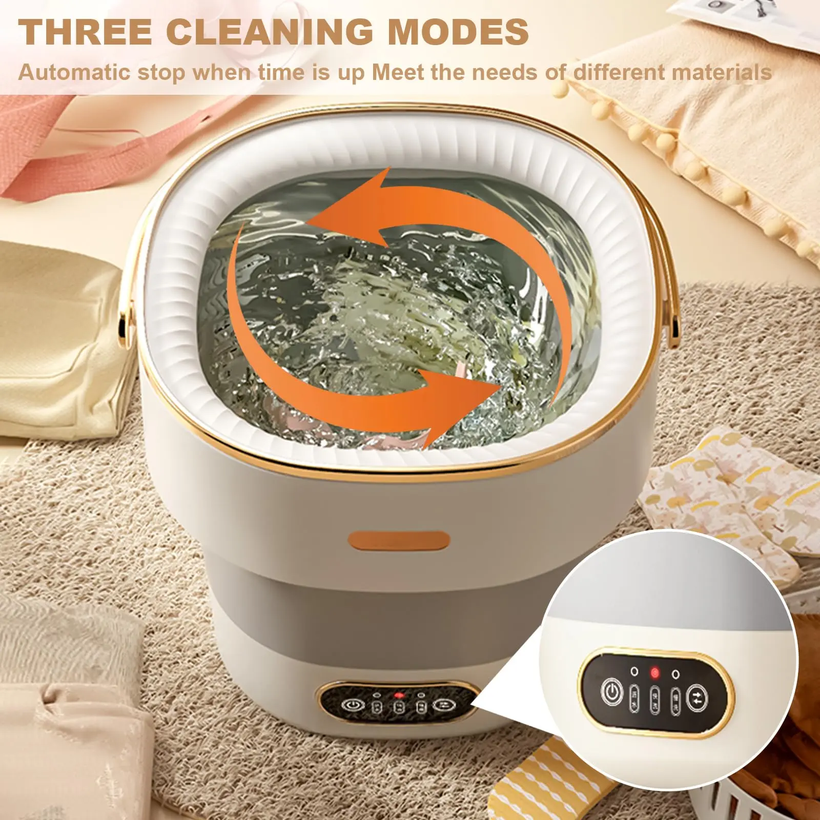 Garvee Compact Collapsible Mini Washing Machine – 12-13L Spin Dryer & Basket, Quiet Energy-Efficient Washer for Apartments, Travel, Dorms, Baby Clothes, Underwear, Socks, Small Laundry, Easy Drainage