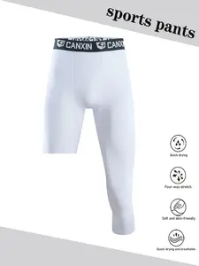 Men's Basketball Compression Pants, Left Long Right Short Design, Breathable Elastic Quick-Dry Gym Training Shorts