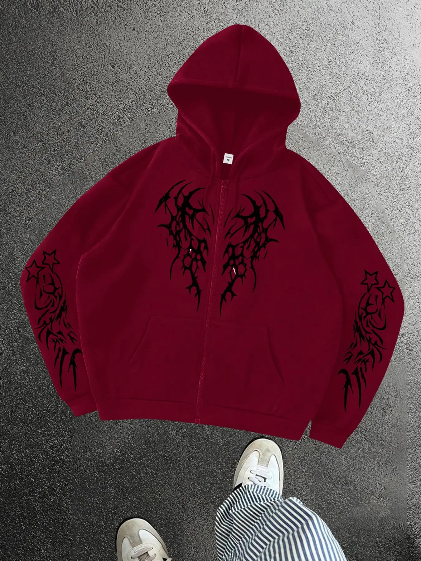 Men's Punk Style Graphic Zip-Up Hoodie Sweatshirts, Trendy Streetwear for Casual Occasions, Perfect Match for Fashion in Fall & Winter