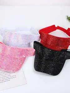 Fashionable Open Top Summer Hat with Rhinestones, Trendy Unisex Cap, Versatile Diamond Embellished Headwear for All Seasons