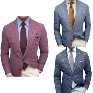 Mens Plaid Blazer Sports Coat CasualFit Checkered Blazer for Men Party Dating Wedding Suits Menswear Long Sleeve Formal Workwear