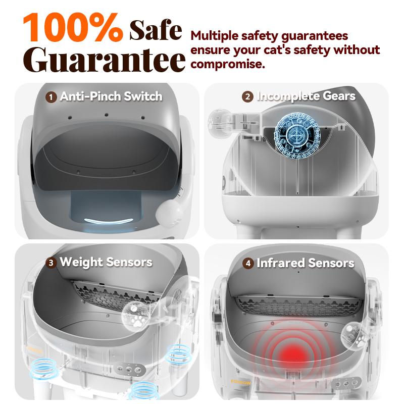 POKPAW Smart Spray Automatic Cat Litter Box, Deodorizing Spray for Summer, US Local Fast Shipping, 1-Year Free Replacement for Non-Artificial Damage