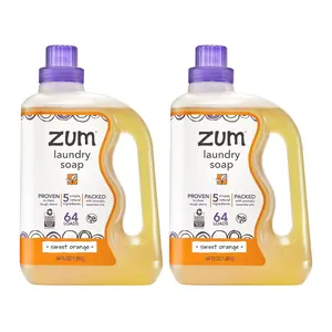 Zum Laundry Soap by - Liquid, Plant-Based Soap with Baking Soda, Oils, Oil & More - Wash Up to 64 Loads - Sweet Orange - 64 fl oz (2 Pack)