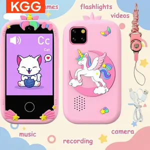 Cute Cartoon Kids Mini Smart Phone, Video & Music Player, Optional 32GB Memory Card, Flashlight, Camera, Recorder, Habit Tracker, 18 Puzzle Games, E-Book & ABC Learning, Educational Toy Gift for Kids