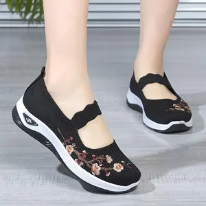 Womens  Floral Sneakers - Lightweight, Soft Sole Platform Slip-Ons for Comfortable Daily Wear - breathable walking shoes for a stylish, versatile look