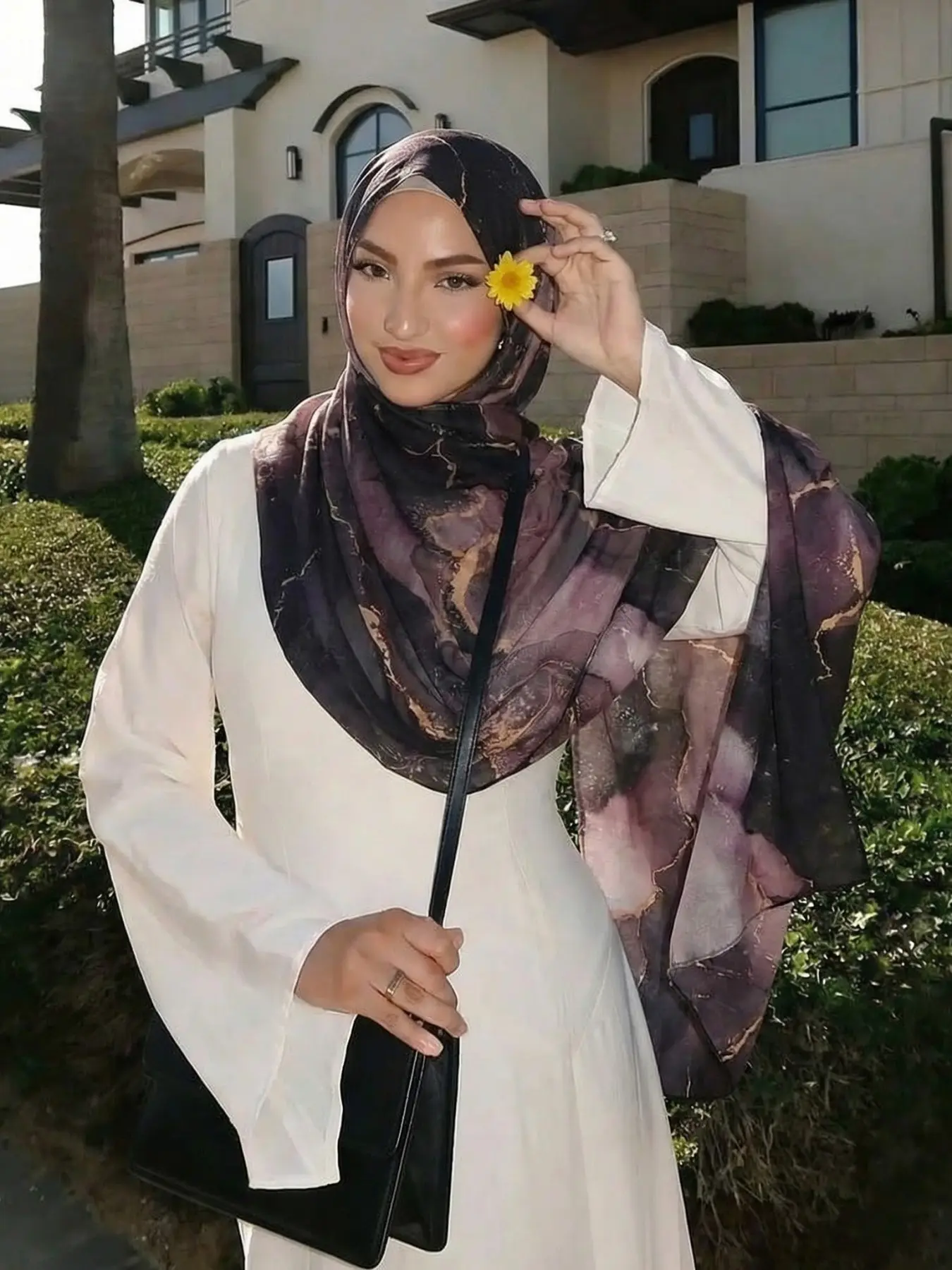 Women's Ink Painting Print Scarf, Elegant Casual Modesty Hijab for Daily, Fashion Accessory for Women, Stylish Headscarf, Turban Hijab For Muslim