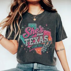Go Spurs - She's from Texas Basketball Shirt, Game Day Graphic Fan Gift, Basketball Tee For Women and Men