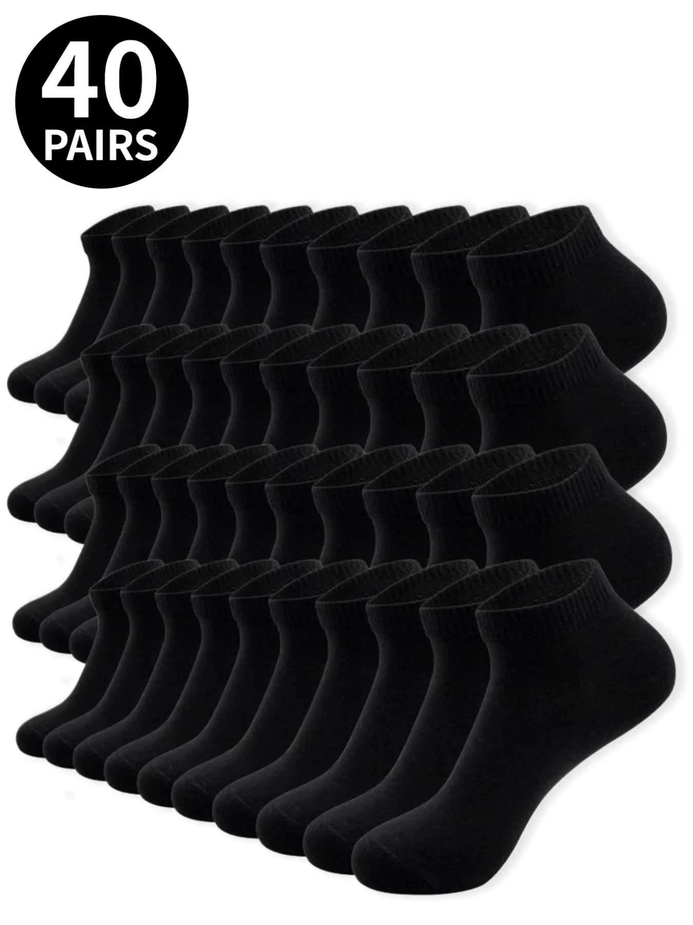 40-pair pack of women's matching short Casual socks; solid-color basic socks in black, white, and gray; comfortable, lightweight, and versatile, Fit, perfect for everyday wear