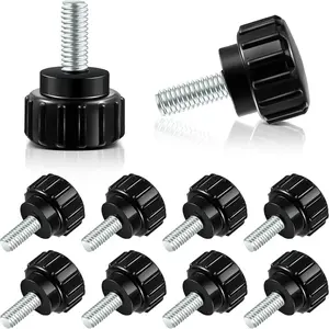 Threaded Knurled Thumbscrew Monitor Mount Screws on Knobs Monitor Screws Carbon Steel Clamping Knobs Grip Thumb Screw Mounting Thumb Screw, Black(10 Pieces,M4 x 10 mm)