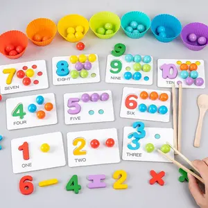 Digital Bead Matching Game Montessori math enlightenment teaching aid, baby number recognition and matching, beneficial to intelligence, bead clamping, children's fine motor skills toy