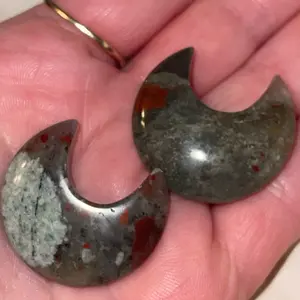 African Bloodstone Moon carving natural crystal pocket stone