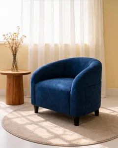Accent Chair for Living Room Barrel Club Chair with Soft Padded Seat & Sturdy Legs for Bedroom Waiting Room Reception Chairs - Blue