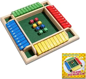 Shut The Box Dice Board Game Classic Strategy & Luck Game with Numbered Boxes for 4 Players Perfect for Casual Gaming Sessions