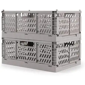 2 Foldable Storage Bins, Stackable Plastic Organizer, Ideal for Office, Home, Kitchen, Bedroom, Bathroom, Space-Saving Design, Collapsible Storage Bins
