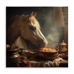 MWW C1TC5858SYPOKJ 58 x 58 in. Horse On Soup Brown Tablecloth - Indoor & Outdoor Decor