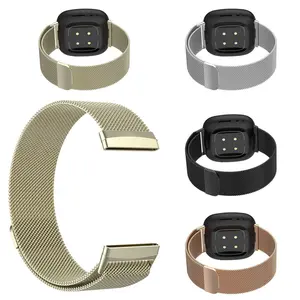 Doemoil  for Fitbit Versa 4 & Versa 3 Bands/Fitbit Sense 2 & Sense Bands Women Men,3 Pack Magnetic Stainless Steel Metal Mesh Replacement Strap for Fitbit Sense/Sense 2/Versa 3/Versa 4 Milanese Wristband