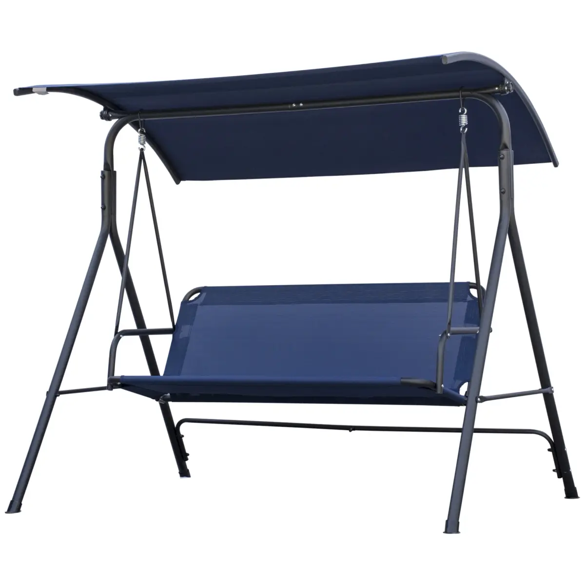 212 Main 84A-054V03DB Outsunny Porch Swing Bench 3-Person with Stand Adjustable Canopy Armrests Steel Frame for Outdoor Garden Patio Porch Poolside - Dark Blue