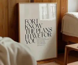 [Sale off up to 65%][Free Ship][No Frame] religious poster, Jeremiah For I Know the Plans I Have for You art print, Christian Bible verse, living room decor, bedroom aesthetic design, gift for friends, housewarming gift