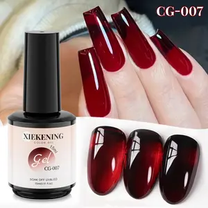 15ML Blood Transparent Crystal Nude Gel Nail Polish, Autumn Winter Manicure Art Paint, UV LED Light Curing Required