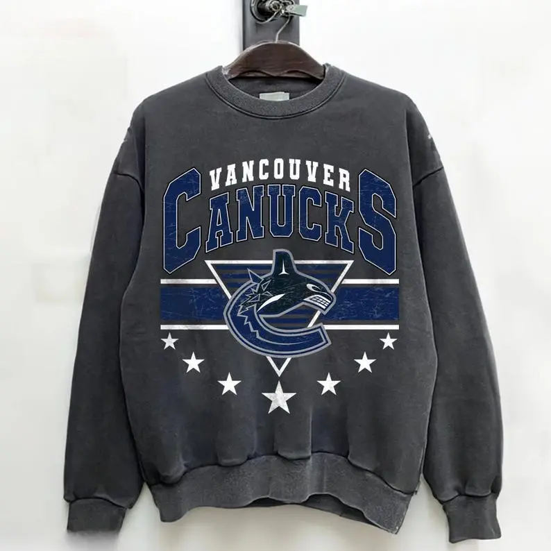 Vintage 90s Vancouver Hockey Crewneck, Canucks Hockey Team Retro Sweatshirt, Canucks Hockey Gift For Fan 11325TK52