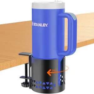 Deeper Desk Cup Holder Clamp for Table,360? Rotating Anti-Spill Cup Holder for Desk,Office Desk Accessories to Hold Coffee Mugs, YETI Bottles Holder