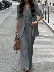 Fashion Women's Striped Suit Set, Elegant and Chic Design for Office and Casual Wear Stylish, Fashion Business Outfits