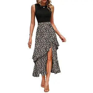 Dokotoo Women's 2026 Maxi Dress Spaghetti Strap Spring Summer Casual Boho Split Beach Long Flowy Dresses Trendy