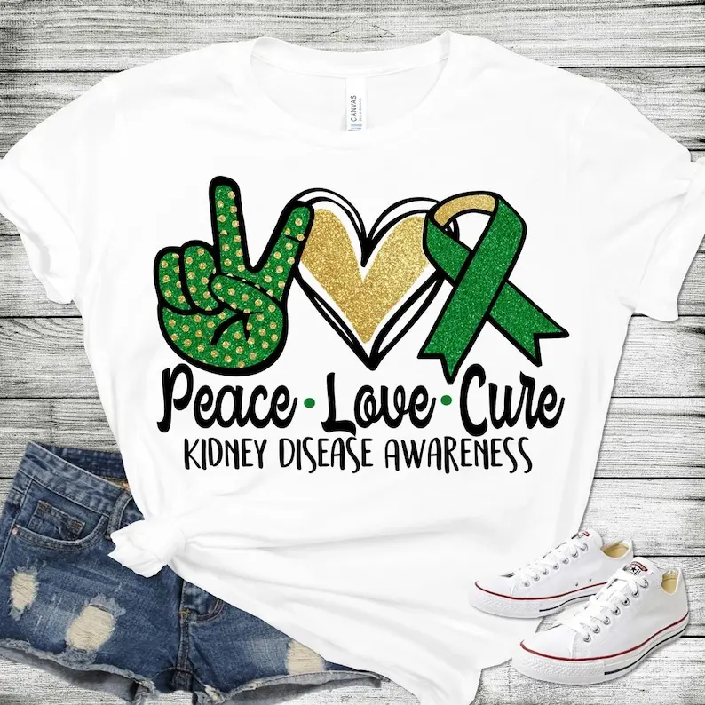 Peace Love Cure Kidney Disease Awareness Shirt, kidney disease shirt, dialysis shirt, kidney awareness, peace love cure shirt