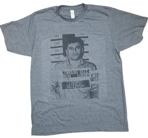 Joaquin El Chapo Guzman Mugshot Cartel Leader T Shirt color vintage charcoal, Fashion Cotton, Full Size, Full Colors, For Women