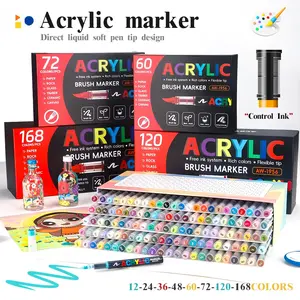 Acrylic Paint Markers Set, Soft Brush Tip Acrylic Paint Pens for Wood Rock Glass Canvas Stone Fabric Glass Metal Ceramic Canvas DIY Crafts Art Supplies,Back to School,Halloween,Christmas Gift