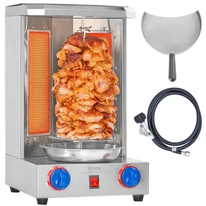 Summervibes VEVOR Shawarma Grill Machine, 13 lbs Capacity, Chicken Shawarma Cooker Machine with 2 Burners, Gas Vertical Broiler Gyro Rotisserie Oven Doner Kebab Machine, for Home Restaurant Kitchen Parties