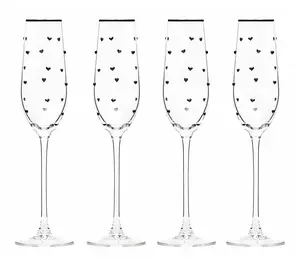 10 Strawberry Street Set of 4 Charming Heart Champagne Flutes
