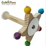 Pine Wood Rotating Star Shape Bird Perch & Toy - Rotating Arms, 5 Colored Rolling Beads, Acrylic Mirror, Food-Grade Dyed, Stimulates Play, Cage-Mountable Birdcage Toys (5.5x5.5x6.5in) for Small Birds & Animals
