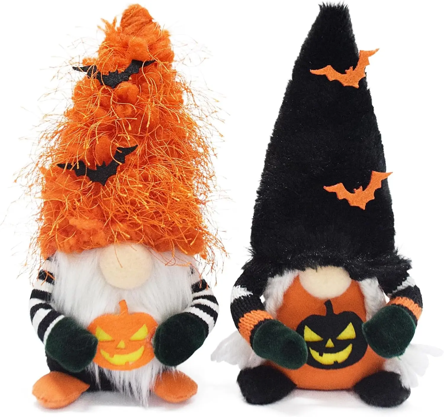 Halloween Gnome Decorations,2 PCS Handmade Pumpkin Bat Ornaments Swedish Tomte Nordic Dwarf Nisse Festival Santa Gnome for Halloween Party Home and Office Decor