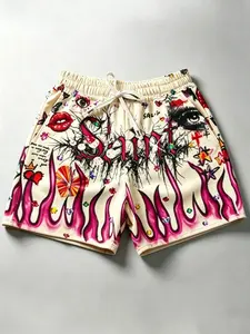 AESS MEN 2026 Spring/Autumn New Digital Print Men's Shorts, Summer Beach Pants, Suitable For Casual Daily Wear