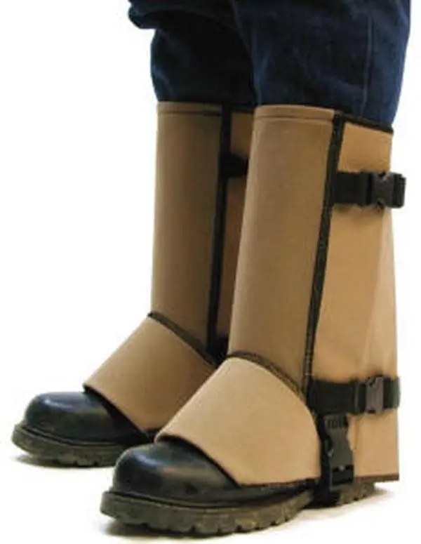 Sting Ray Proof Leg Guards, 12" Waterproof Nylon Gaiters with Metatarsal Protection - Beach Tan, Small
