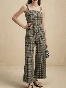 Women's JumpsuitSummer Khaki Zipper Casual Spaghetti Strap JumpsuitElegant Slim Fit Backless Party Jumpsuit for WomenEvening Events & Daily Wear