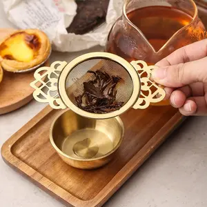 2 in 1 Stainless Steel Tea Filter with Holder, 1 Count Household Tea Strainer with Handle, Coffee Making Tool