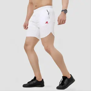 RAGE DRILL Micro-Stretch Gym Shorts for Training & Mobility - White with Red Logo - Ideal for Workout and Mobility Exercises