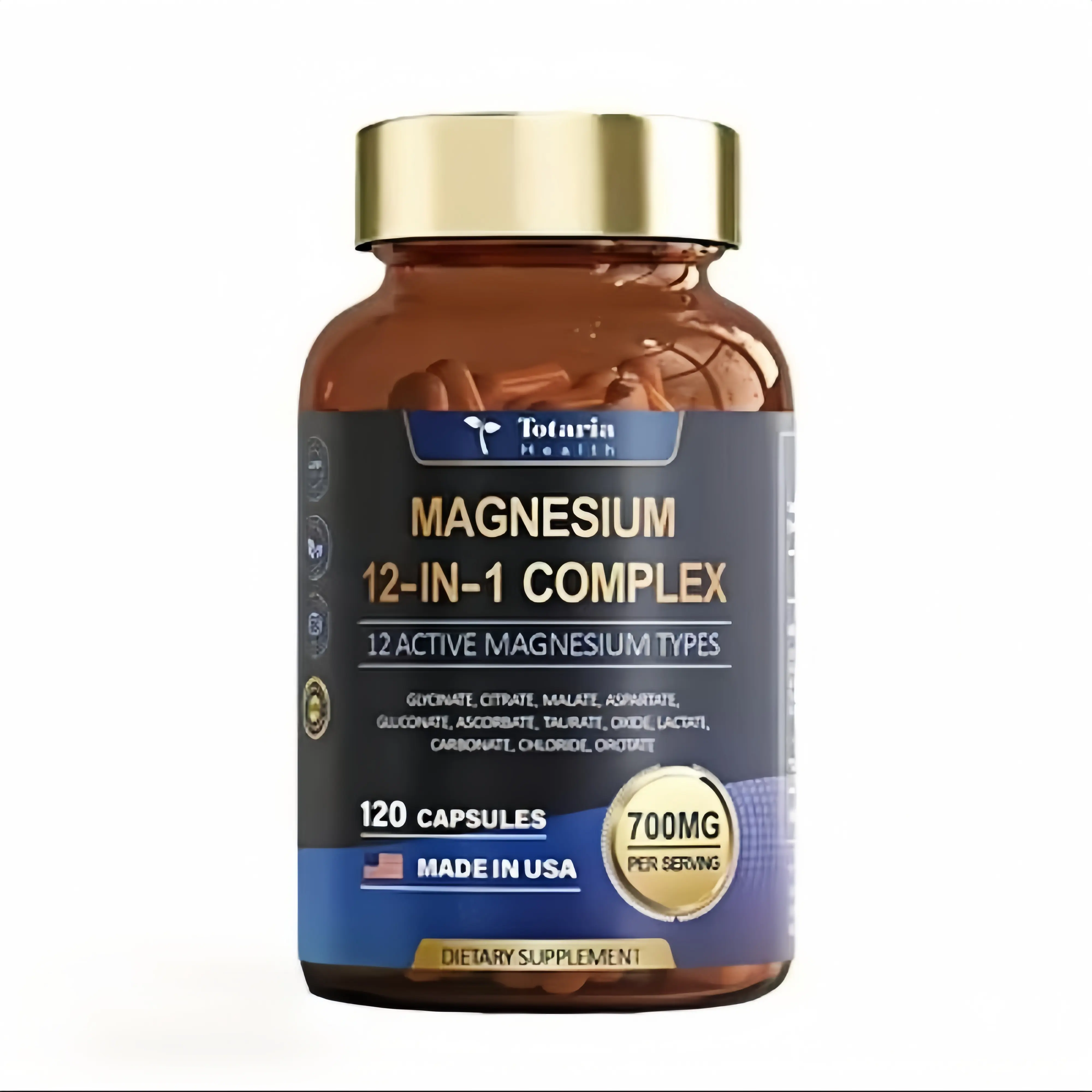 Tortalia 12-in-1 Magnesium Complex Dietary Supplement - 700mg per Serving, 120 Vegetarian Capsules for Muscle, Heart & Relaxation Support, Made in USA -  macaroot apple cider vinegar probioticwomen magnesium supplement