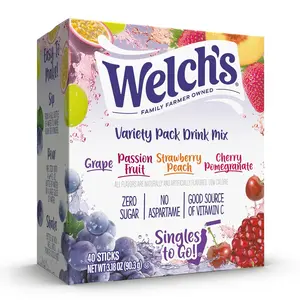 Edible Healthcare Vitamin Watertok Powdered Drink Mix To-Go Variety Pack - 1 Box (40 Servings) with 4 Flavors: Grape, Passion Fruit, Strawberry Peach, Cherry Pomegranate