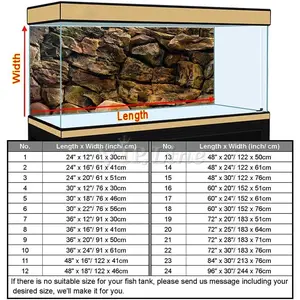 Rock Wall Aquarium Background Poster PVC Fish Tank Decor Landscape 24 36 48 72 (24" x 12"/ 61 x 30cm)