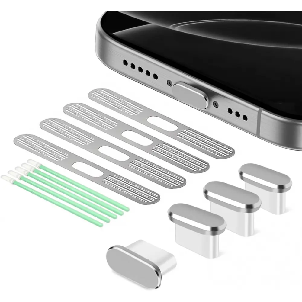 USB C Dust Plug, 4 Pack USB C Port Cover Type C Plug Cover with Speaker Dust Cover Compatible with 16, 15 (Pro, Plus, Pro Max), iPhone 17 USB C Charging Port Plug Cap