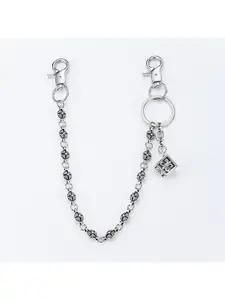 Europe and America hot-selling round carved flower dice pants chain metal punk style bag accessory lobster clasp denim keychain trendy Stylish Keychain Fashionable Alloy Keychain