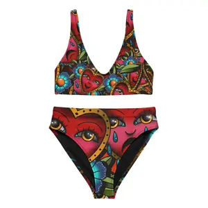 Crying Heart Tattoo Recycled high-waisted bikini