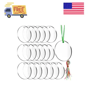 40PCS 3 Inch Acrylic Keychain Blanks with 50Pcs Colorful Ribbons