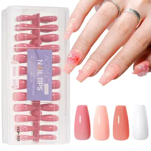 Gellen Pre-colored False Nail Tips - Press-On Nails Medium Full Cover Soft Gel Nail Tips 450 pcs 11 sizes 3-in-1 Natural Nails Press-On with 4 Solid Colors for Customizable Designs
