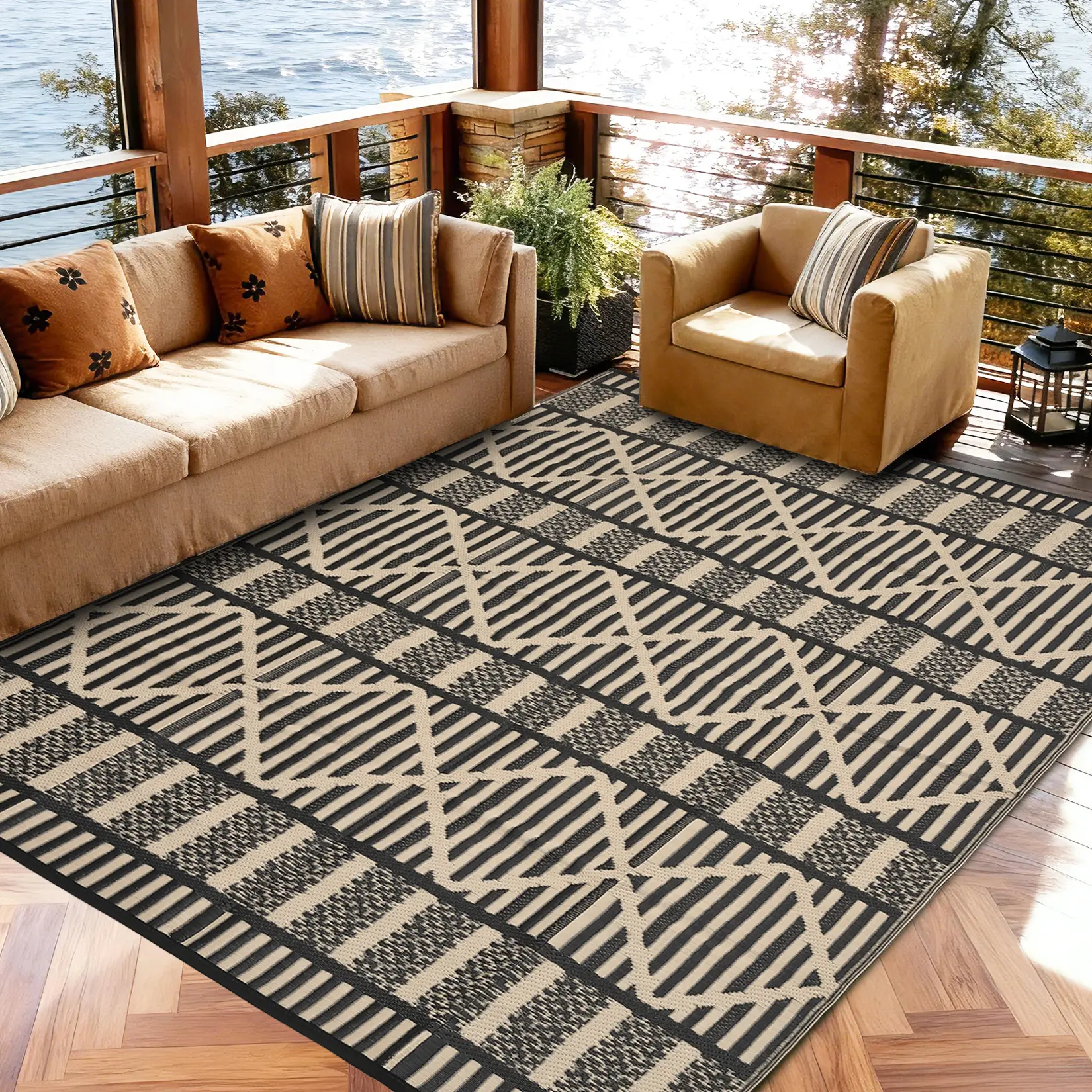 Outdoor Rugs Waterproof for Patios Clearance, Reversible Plastic Straw Camping Carpet Portable Foldable Mats for RV, Picnic, Deck, Backyard, Balcony, Porch, Beach, Garden