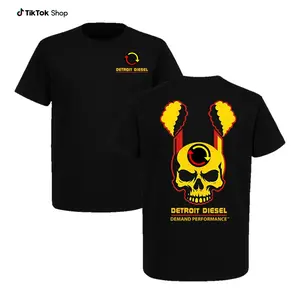 Detroit Diesel Skull Graphic T-Shirt – Demand Funny Skeleton Tee, Unisex for Men for Women, Menswear, 100% Cotton